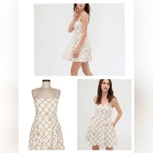 Hill House: White and Gold Mini Dress